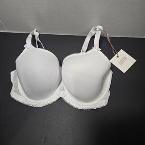 Panache White Lace Trim Bra. Size 36DD
